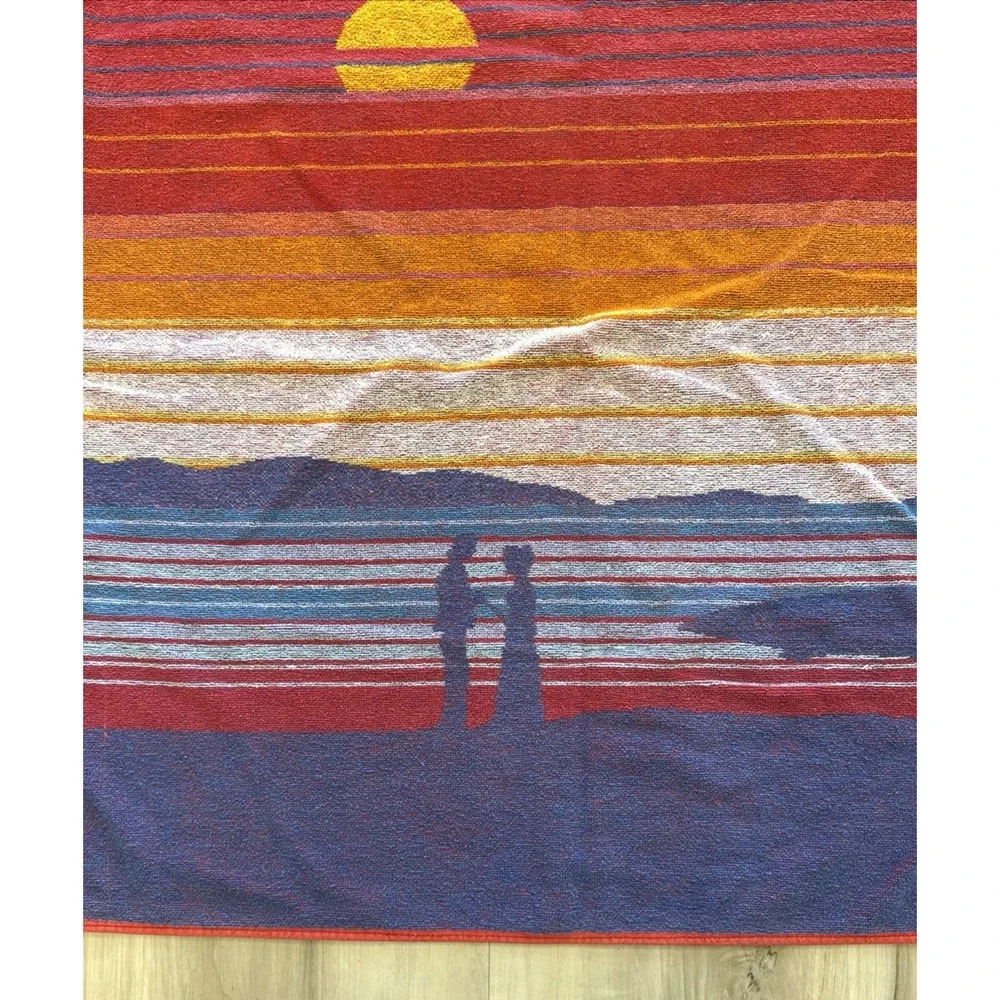 Vintage Jay Franco Beach Towel Romantic Sunset Sailboat Palm Trees Cotton 53x30